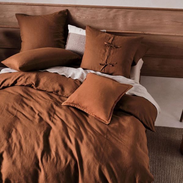 Nimes Linen QUILT COVER SET CINNAMON by Linen House Online now