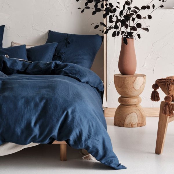 Nimes Linen QUILT COVER SET NAVY by Linen House Hot on Sale