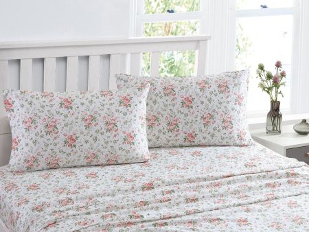 Lillian Coral Cotton Sheet Set by Laura Ashley Supply