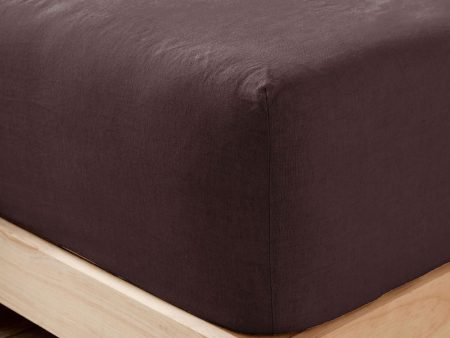 Nimes Pure Linen FITTED SHEET Espresso by Linen House Sale