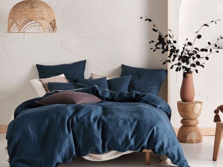 Nimes Linen QUILT COVER SET NAVY by Linen House Hot on Sale