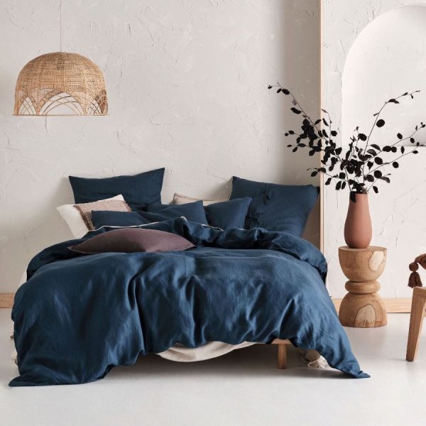 Nimes Linen QUILT COVER SET NAVY by Linen House Hot on Sale