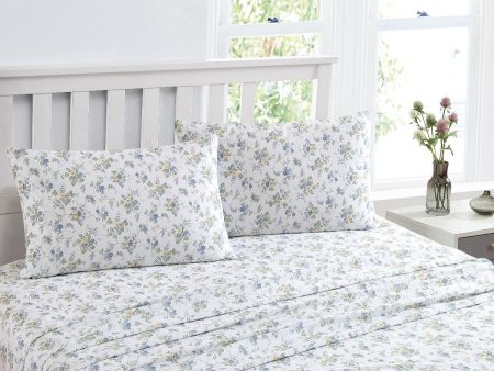 Le Fleur Cottage Blue Cotton Sheet Set by Laura Ashley Online Sale