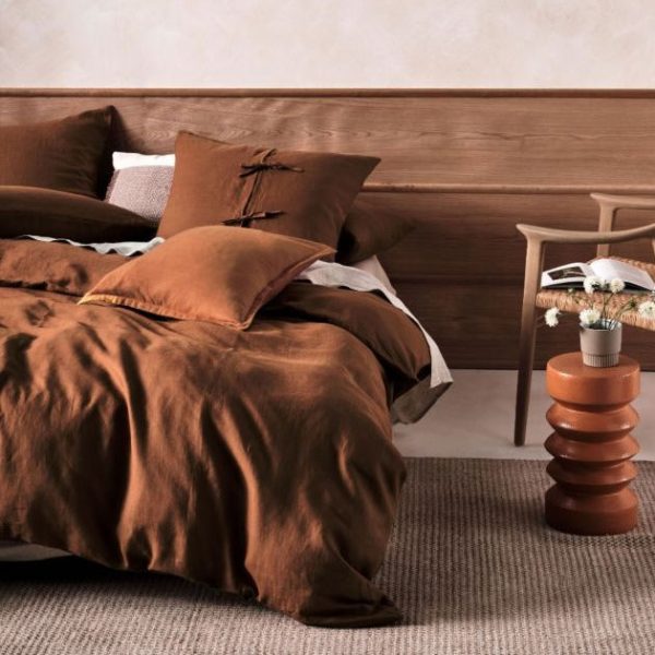 Nimes Linen QUILT COVER SET CINNAMON by Linen House Online now