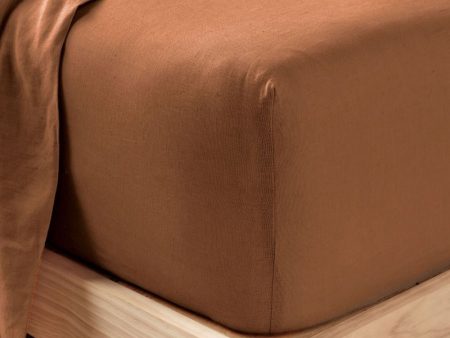 Nimes Pure Linen FITTED SHEET Cinnamon by Linen House Fashion