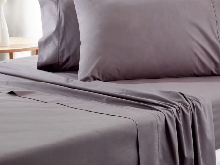 300TC Organic Classic Percale Fitted Sheet CHARCOAL by Sheridan Hot on Sale