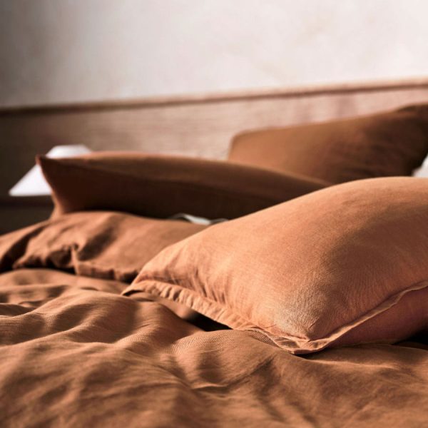 Nimes Linen QUILT COVER SET CINNAMON by Linen House Online now