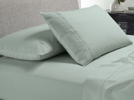 Heston 300 Thread Count Cotton Percale Sheet Set Sage by Bianca For Sale