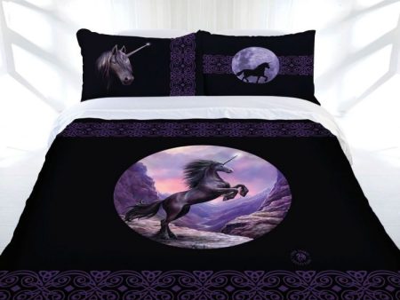 Black Unicorn Quilt Cover Set by Anne Stokes Online now