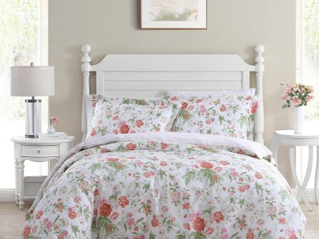 Breezy Floral Coral Quilt Cover Set by Laura Ashley on Sale