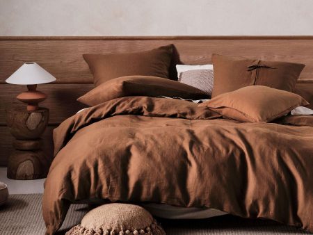 Nimes Linen QUILT COVER SET CINNAMON by Linen House Online now