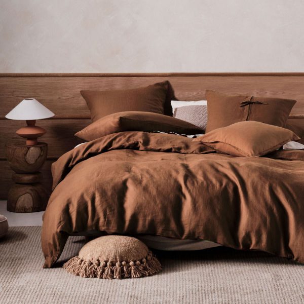 Nimes Linen QUILT COVER SET CINNAMON by Linen House Online now