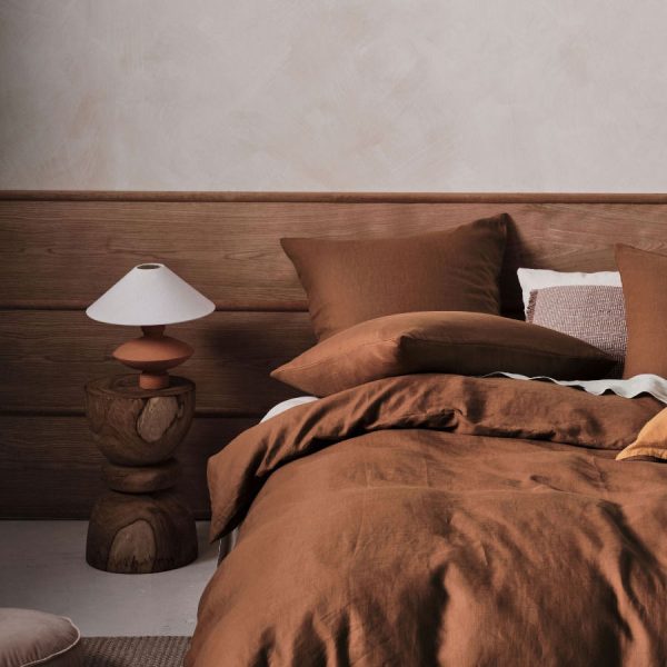 Nimes Linen QUILT COVER SET CINNAMON by Linen House Online now