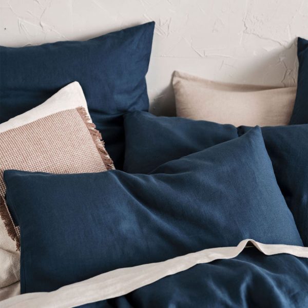 Nimes Linen QUILT COVER SET NAVY by Linen House Hot on Sale