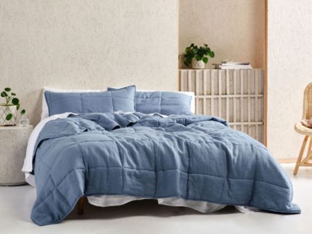 Nimes Nightfall Blue Linen Coverlet by Linen House For Discount