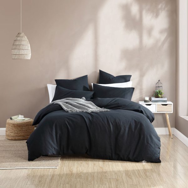 Serene Charcoal Quilt Cover Set by Logan and Mason Platinum Hot on Sale