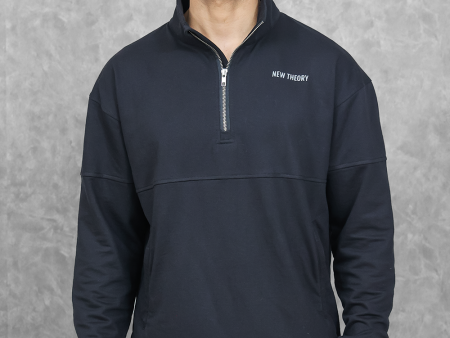 Studio Straight Fit Quarter Zip- Charcoal Black Online now