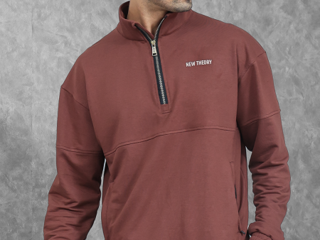 Studio Straight Fit Quarter Zip- Chocolate Brown on Sale