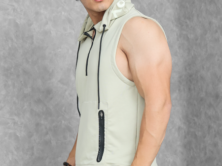 Athletic Training Sleeveless Hoodie- Stone Grey Fashion