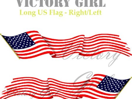 Long Waving U.S. Flag Vinyl Decal Sticker Cheap