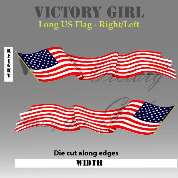 Long Waving U.S. Flag Vinyl Decal Sticker Cheap