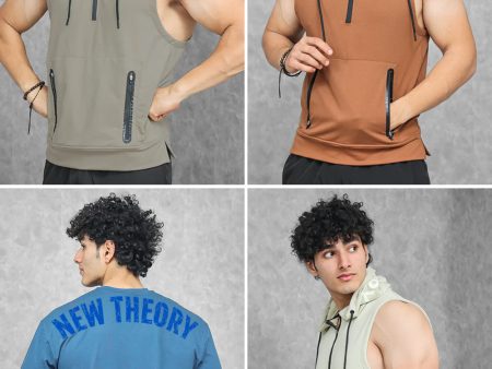 Athletic Training Sleeveless Hoodie Combo - Earthy Color 1st on Sale