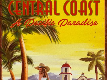 Central Coast -a Pacific Paradise Tin  12 x 18 Distressed Online now