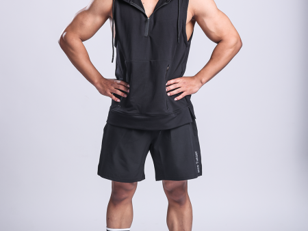 Athletic Training Sleeveless Hoodie- Black Online now