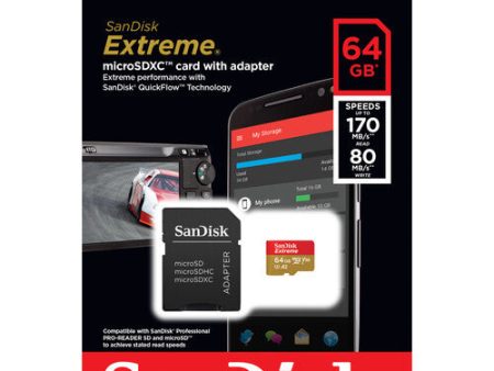 SanDisk 64GB Extreme UHS-I microSDXC Memory Card with SD Adapter (80 MB s) Discount