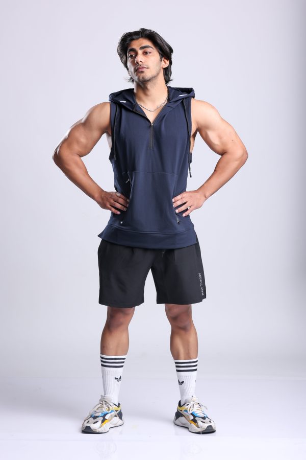 Athletic Training Sleeveless Hoodie- Navy Discount