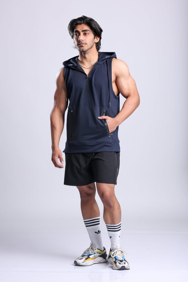 Athletic Training Sleeveless Hoodie- Navy Discount