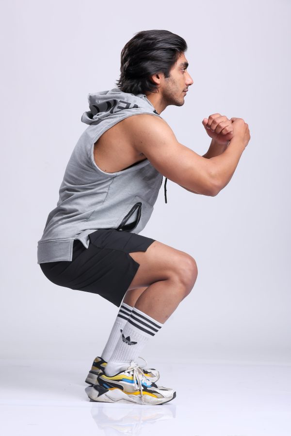 Athletic Training Sleeveless Hoodie- Grey Hot on Sale